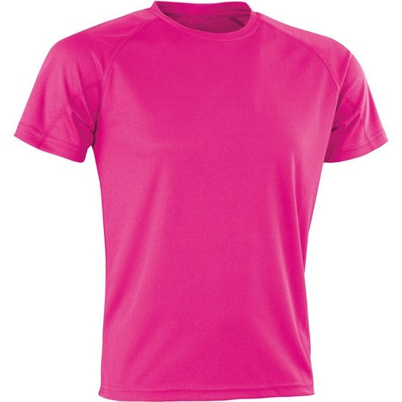 Spiro Performance Aircool Tee Super Pink Quick-Dry Breathable Mesh Fabric