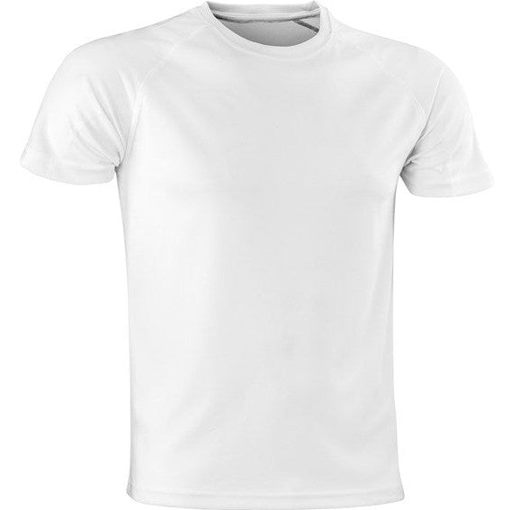 Spiro Performance Aircool Tee White Quick-Dry Breathable Mesh Fabric XXS-5XL