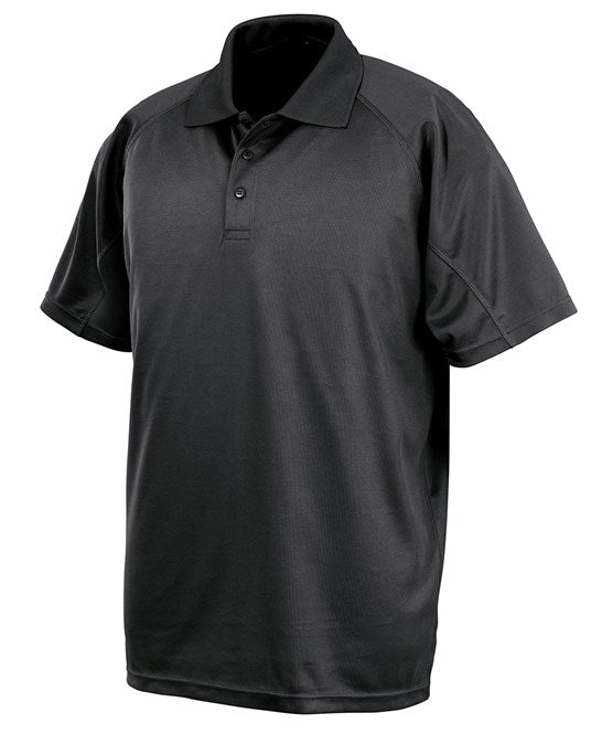 Spiro Performance Aircool Polo Shirt Black Quick-Dry Breathable Mesh Fabric