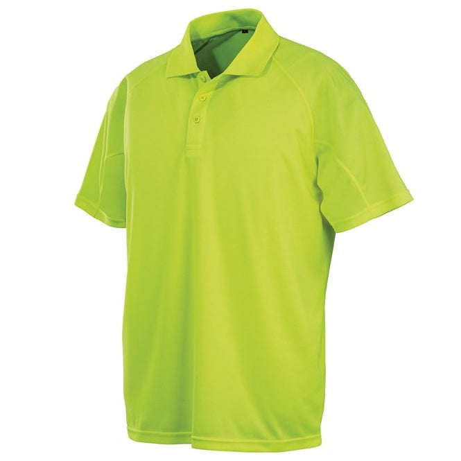 Spiro Performance Aircool Polo Shirt Flo Yellow Quick-Dry Breathable Mesh