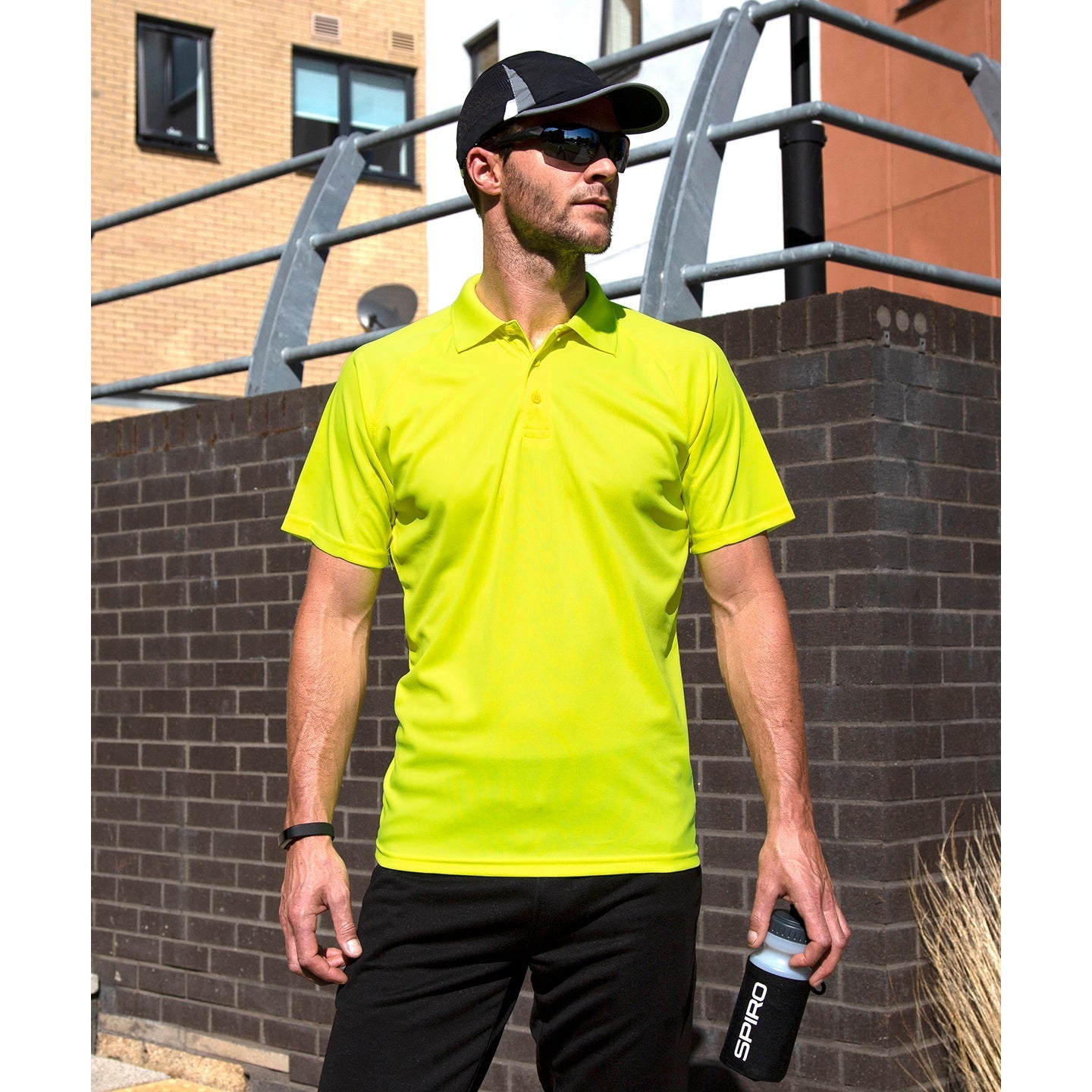 Spiro Performance Aircool Polo Shirt Flo Yellow Quick-Dry Breathable Mesh