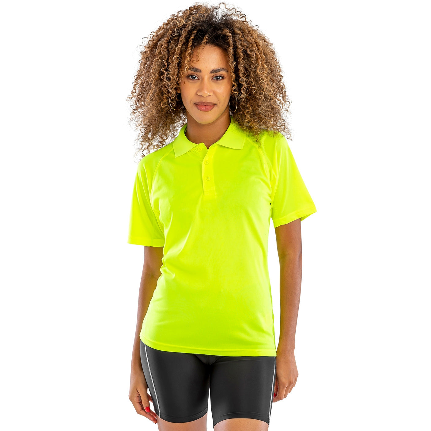 Spiro Performance Aircool Polo Shirt Flo Yellow Quick-Dry Breathable Mesh