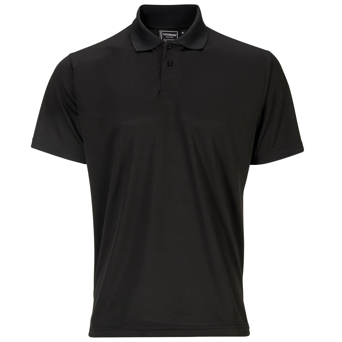 Supertouch Black Bird Eye Polo Shirt Moisture-Wicking Lightweight Breathable