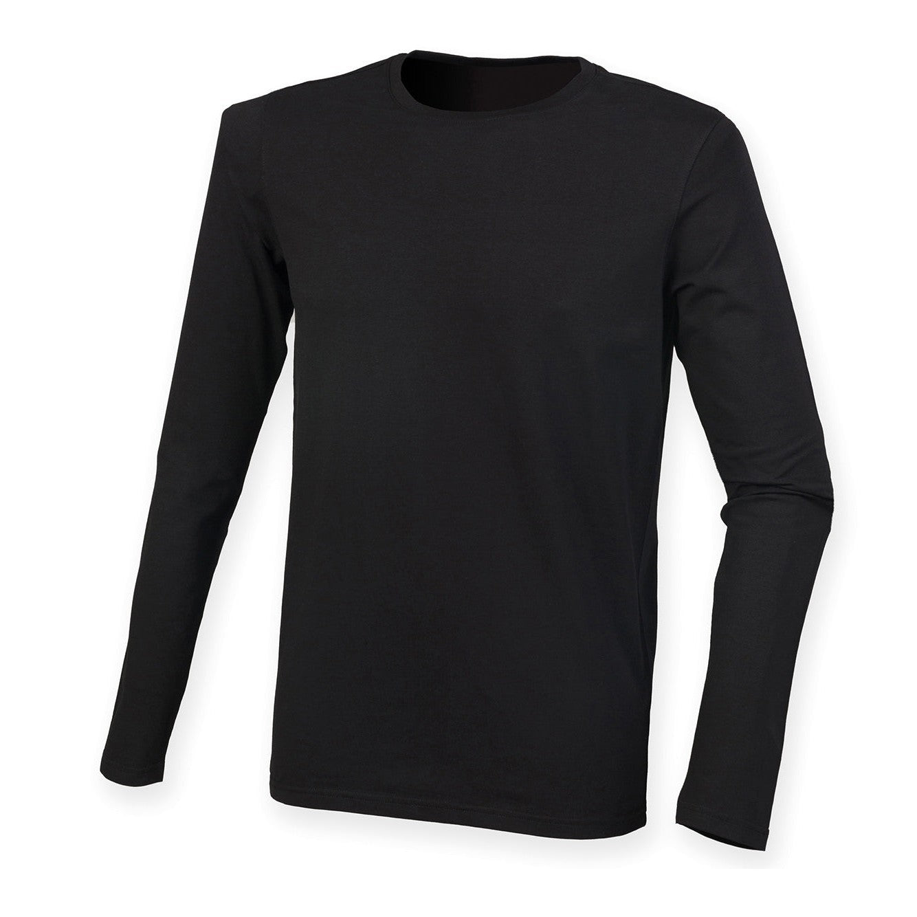 SF Feel Good Long Sleeve Stretch T-Shirt Ribbed Neck Soft Fabric Modern Fit