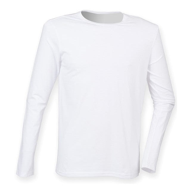 SF Feel Good Long Sleeve Stretch T-Shirt Ribbed Neck Soft Fabric Modern Fit