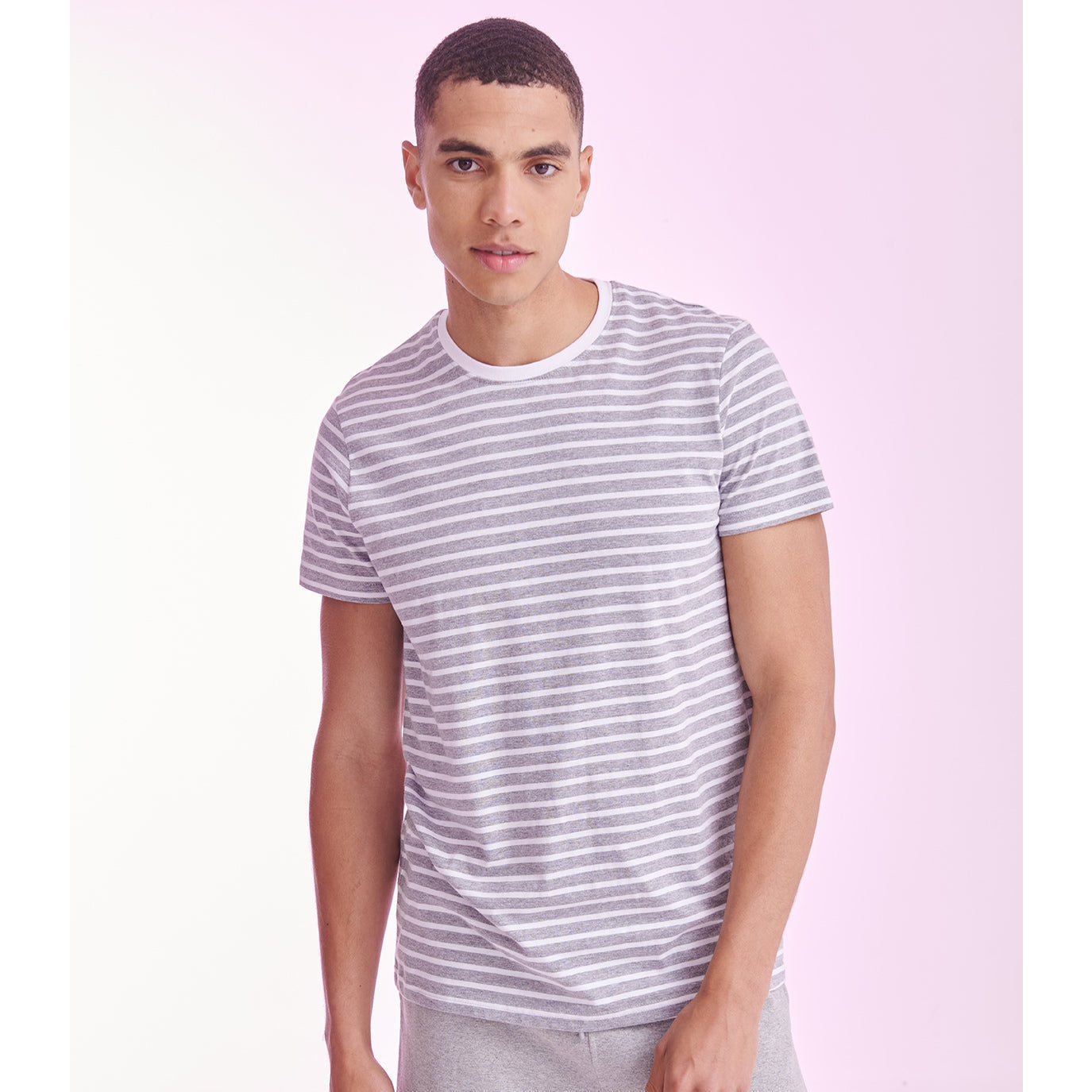 Sf Unisex Striped T-Shirt Soft Cotton Jersey Regular Fit Tear-Out Label