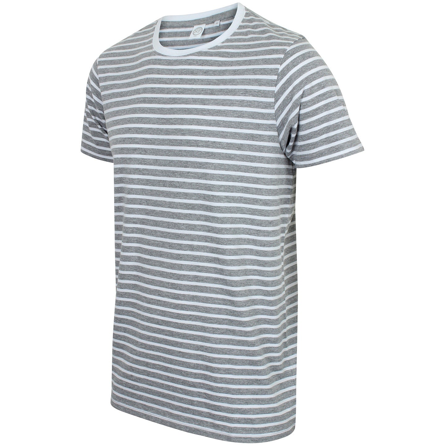 Sf Unisex Striped T-Shirt Soft Cotton Jersey Regular Fit Tear-Out Label