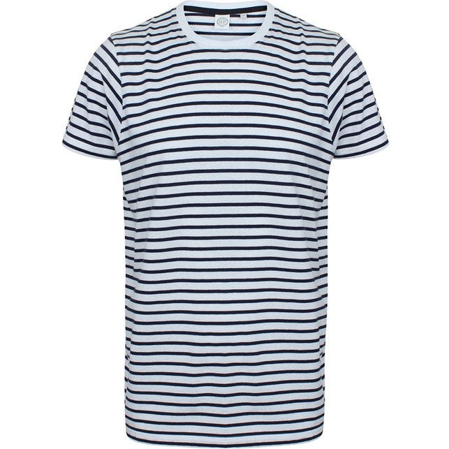 Sf Unisex Striped T-Shirt Soft Cotton Jersey Regular Fit Tear-Out Label