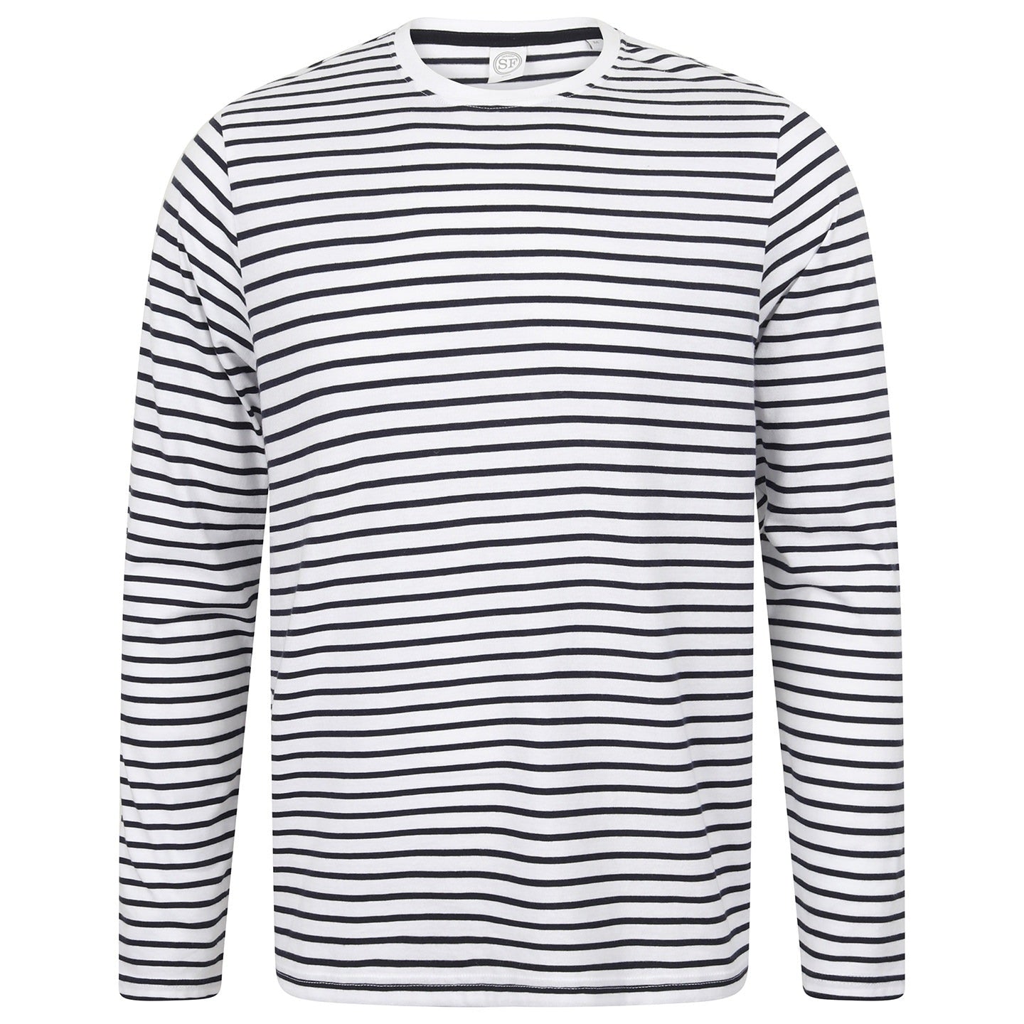 SF Unisex Long-Sleeved Striped T-Shirt Soft Cotton Regular Fit Tear-Out Label