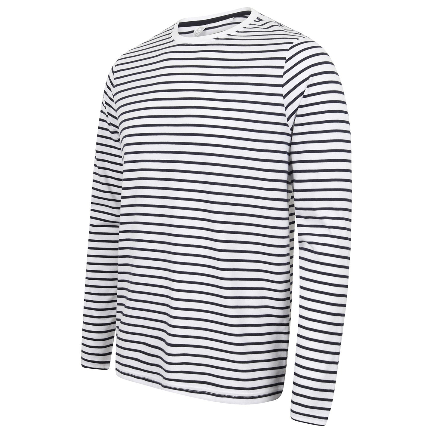 SF Unisex Long-Sleeved Striped T-Shirt Soft Cotton Regular Fit Tear-Out Label