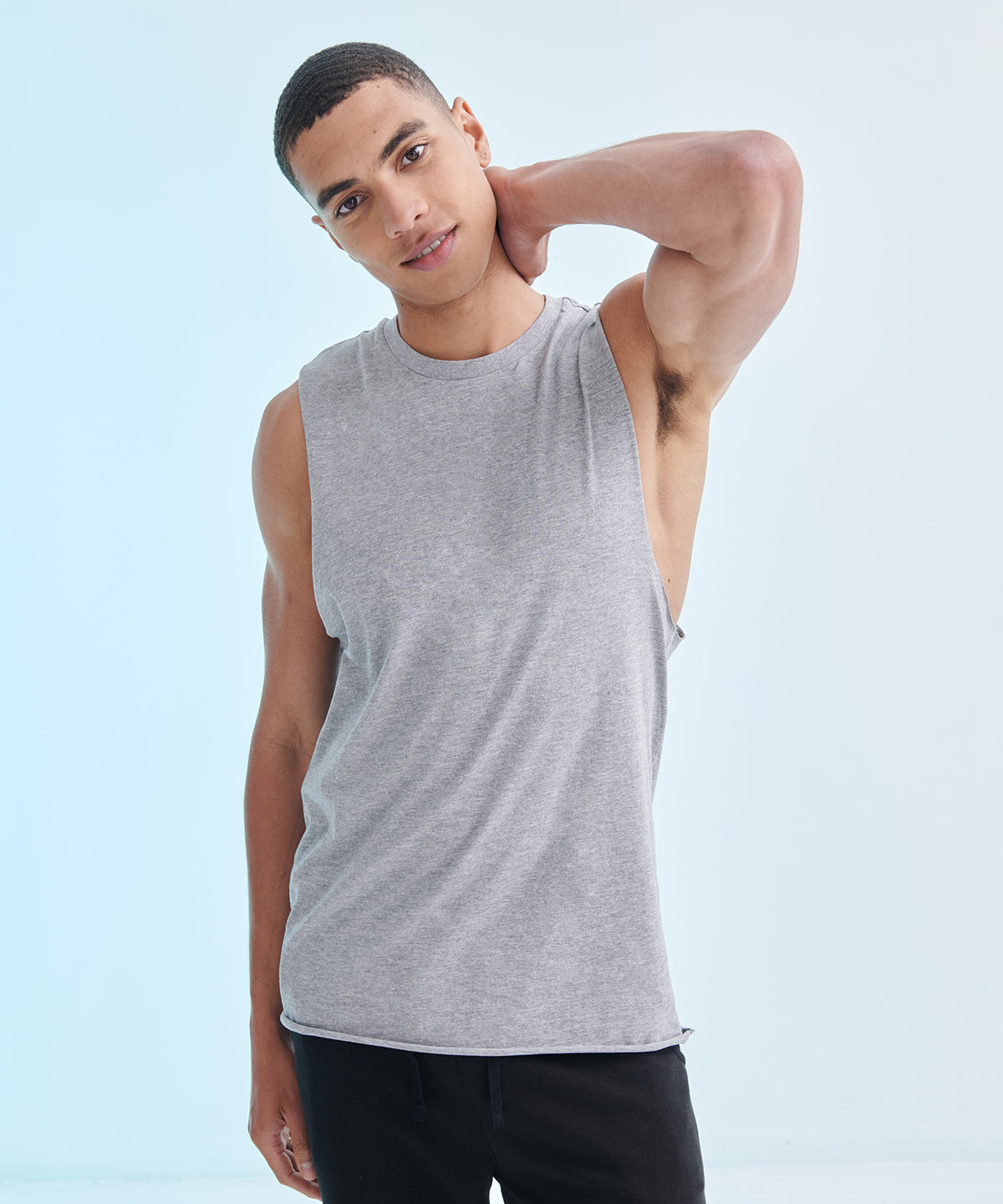 Skinnifit High Neck Slash Armhole Vest Ribbed Cotton Blend Athleisure Top