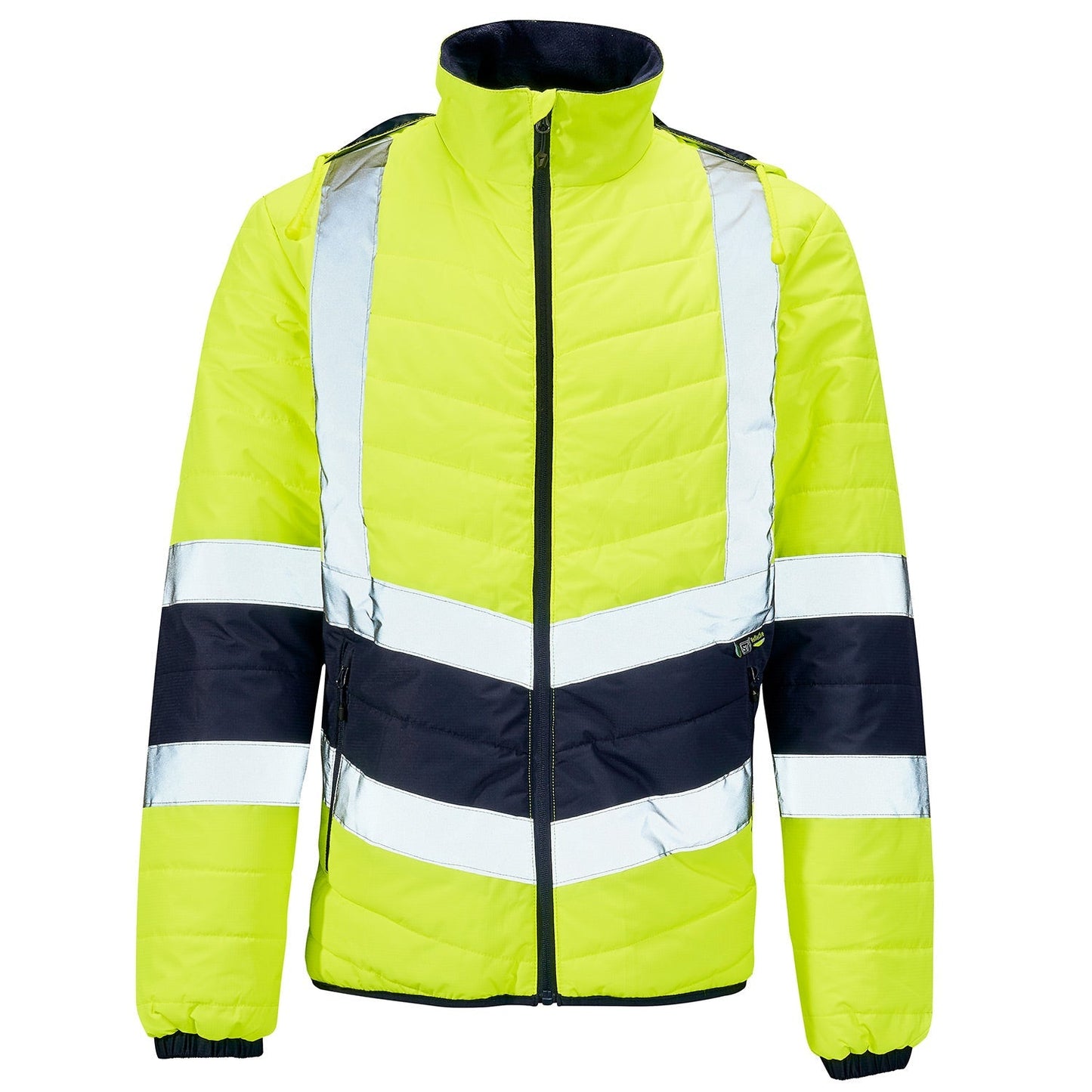 Supertouch Hi Vis Yellow 2 Tone Puffer Jacket Lightweight Water-Resistant