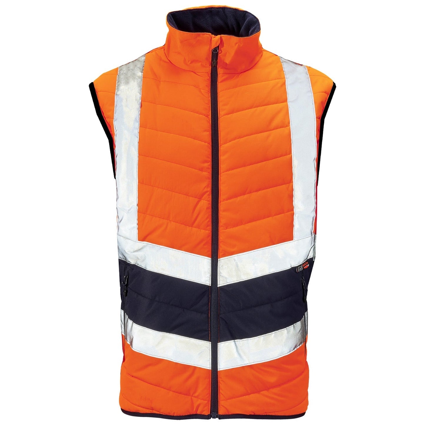 Supertouch Hi Vis Orange Puffer Bodywarmer with Fleece Lined Collar & Pockets