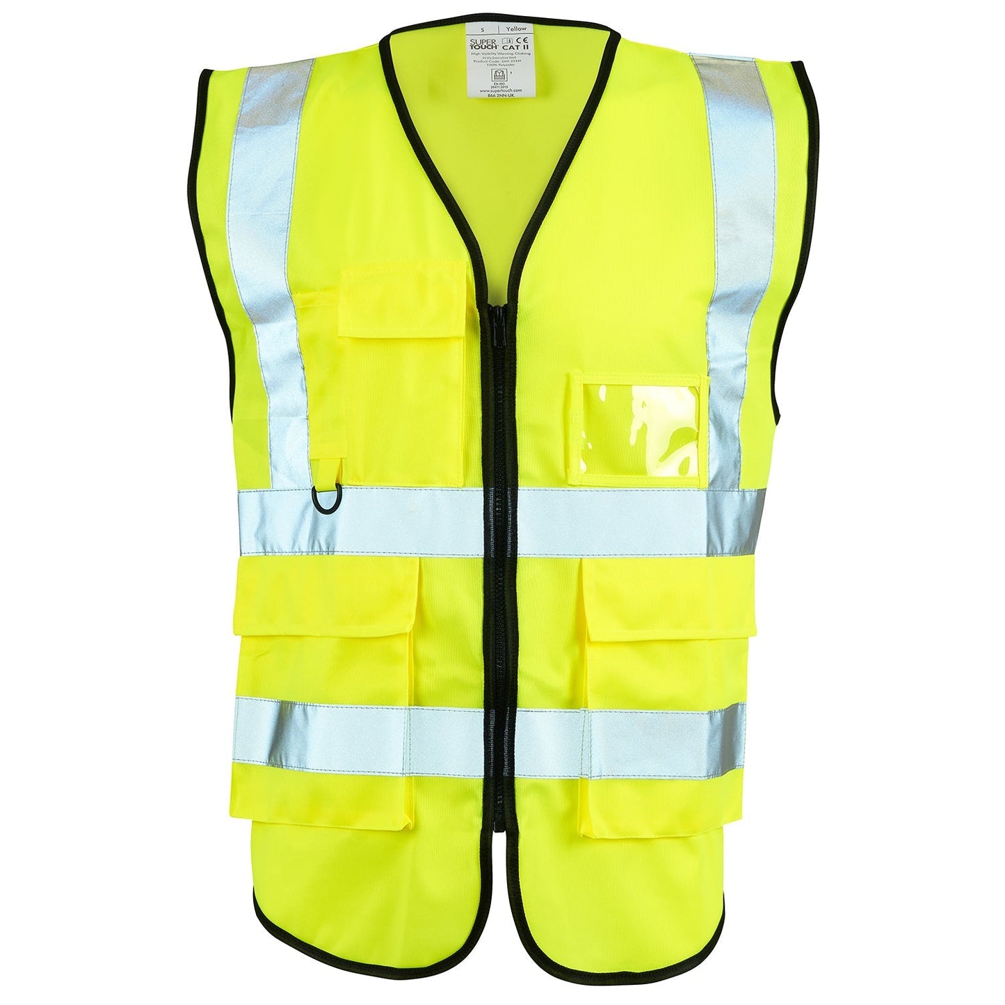 Supertouch Hi Vis Yellow Executive Vest with Reflective Strips & Pockets