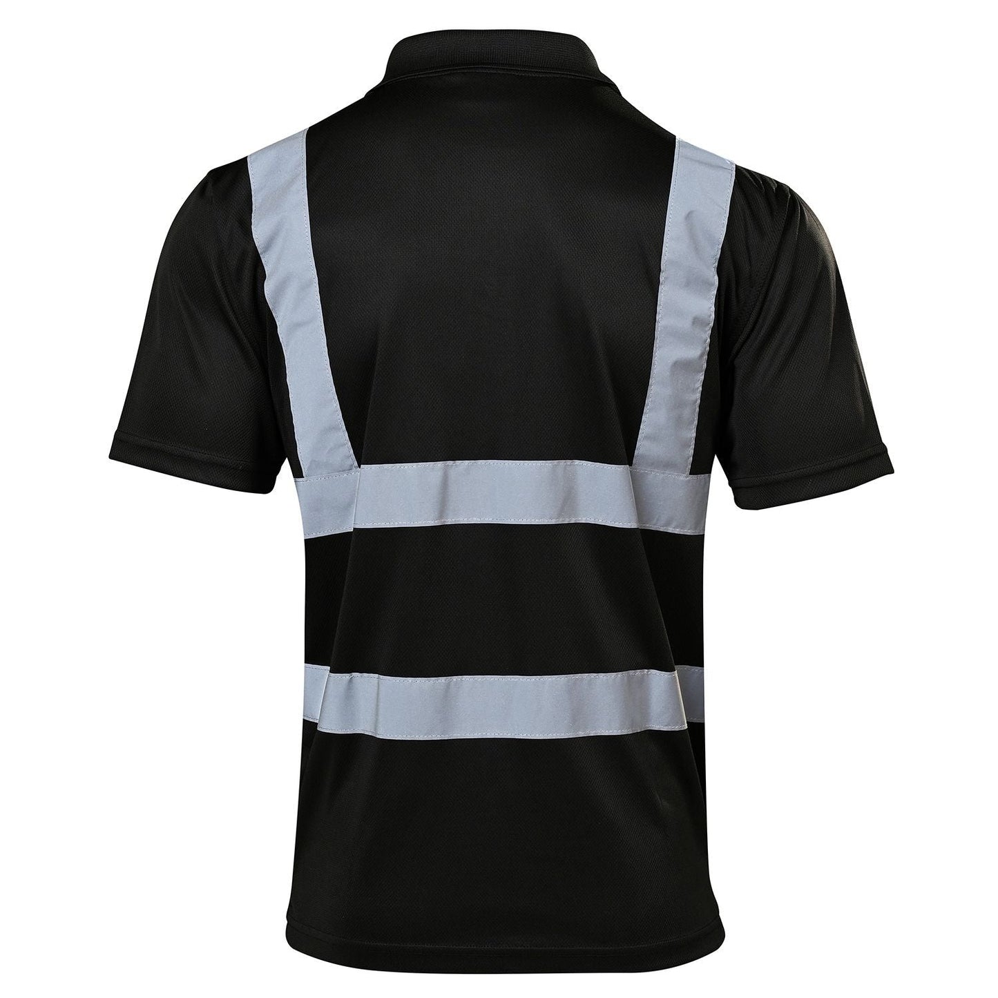 Supertouch Hi Vis Black Bird Eye Polo Shirt UPF 40+ Reflective Tape Size S-XXL