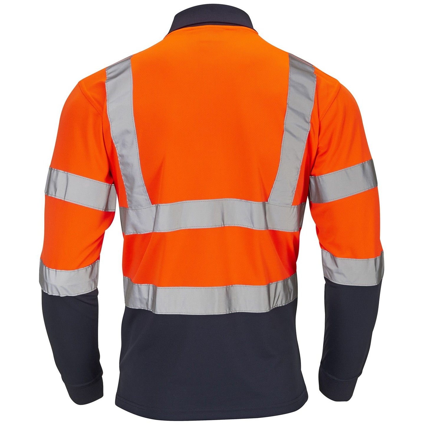 Supertouch Hi-Vis 2 Tone Orange Long Sleeve Polo Shirt UPF 40+ Breathable
