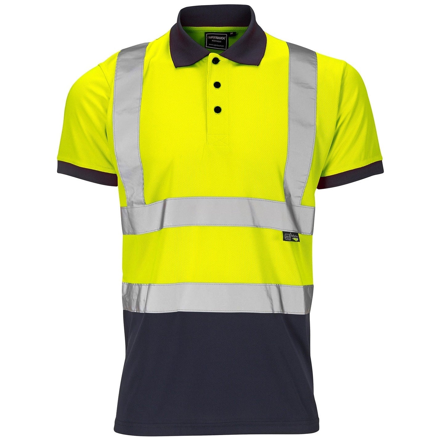 Supertouch Hi-Vis 2 Tone Yellow Polo Shirt UPF 40+ Breathable Fabric