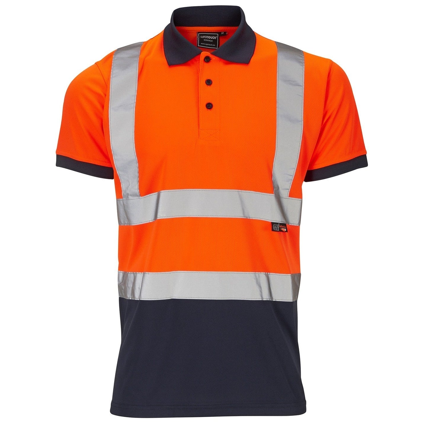 Supertouch Hi-Vis 2 Tone Orange Polo Shirt UPF 40+ Breathable Fabric