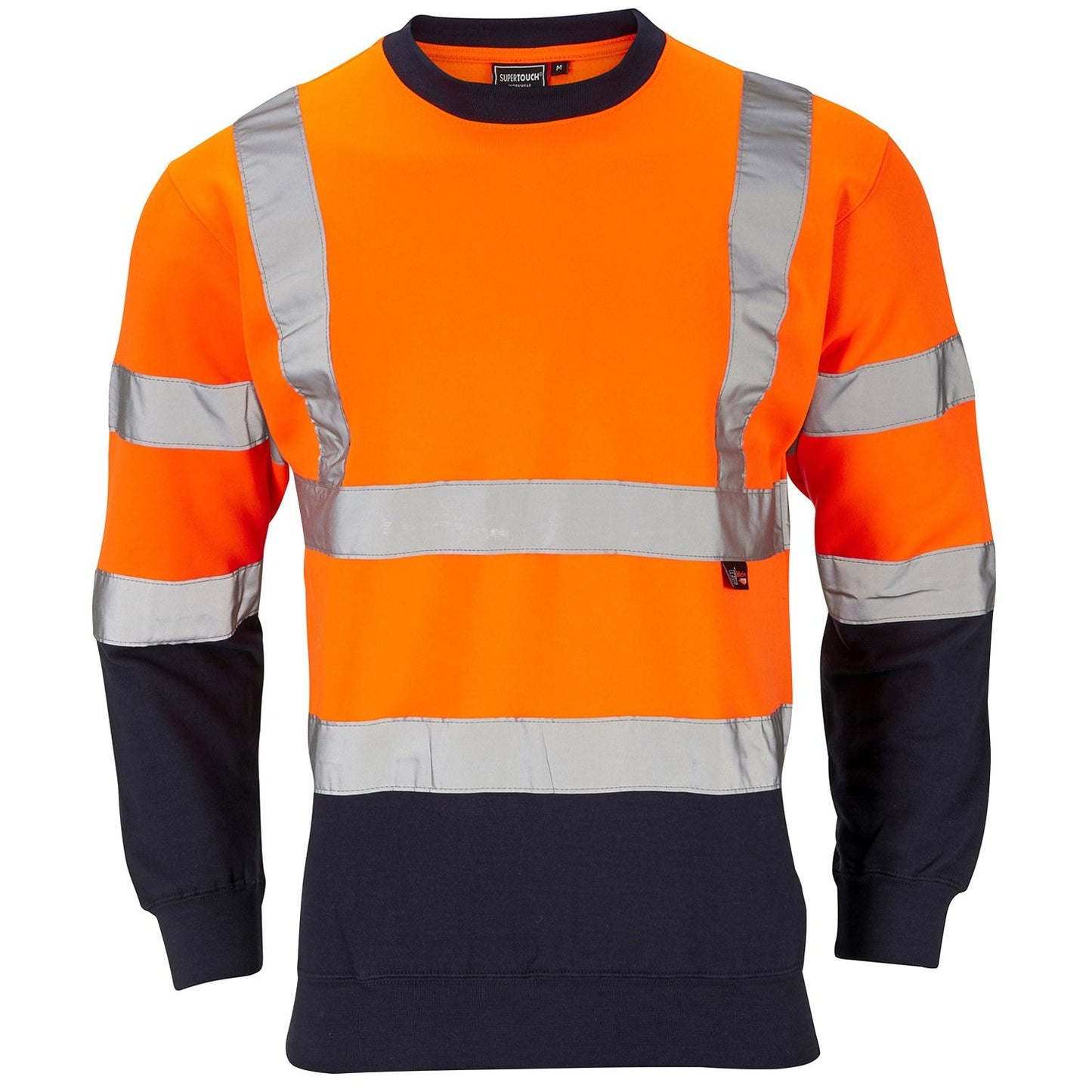 Supertouch Hi-Vis 2 Tone Orange Sweatshirt with Navy Contrast for Safety