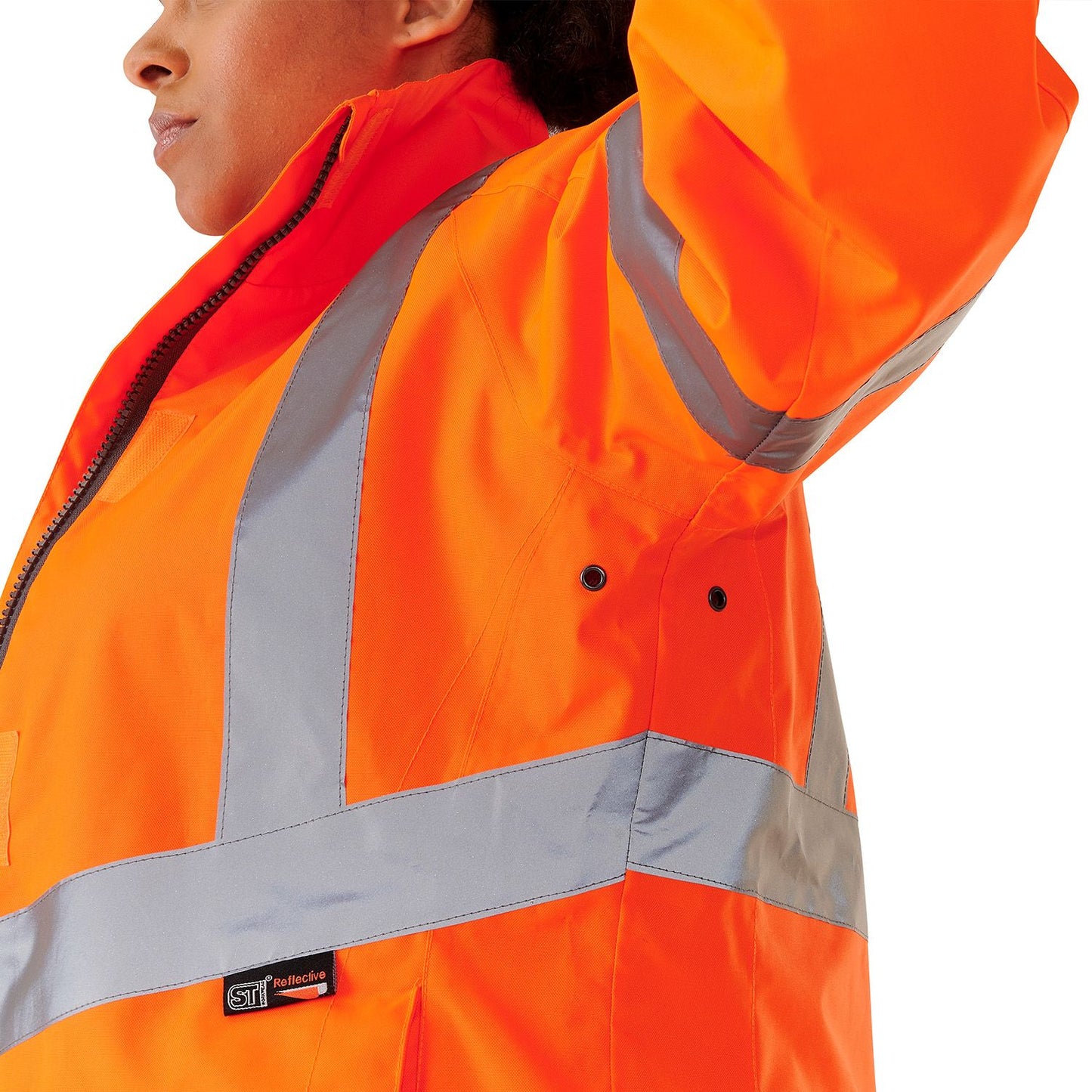 Supertouch Ladies Hi Vis Orange Sophia Lightweight Jacket with Reflective Tape