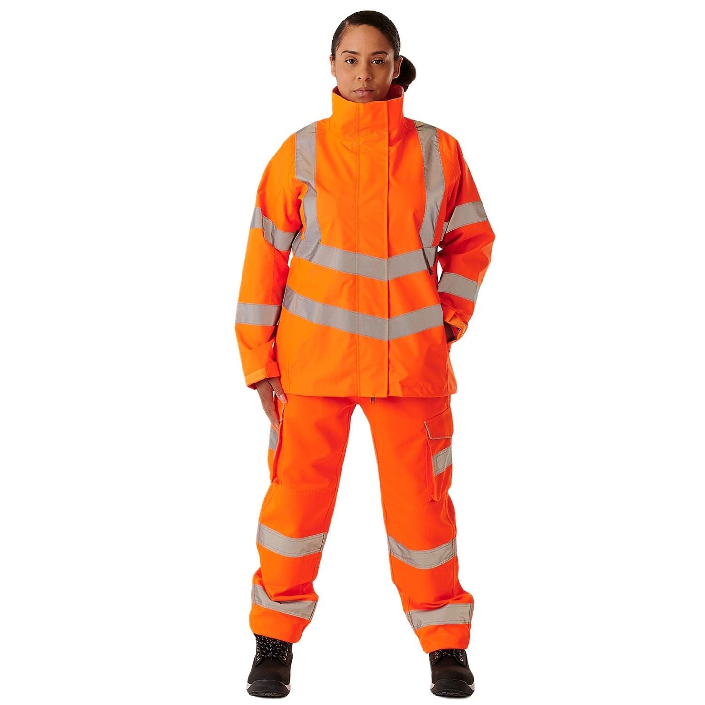Supertouch Ladies Hi Vis Orange Sophia Lightweight Jacket with Reflective Tape