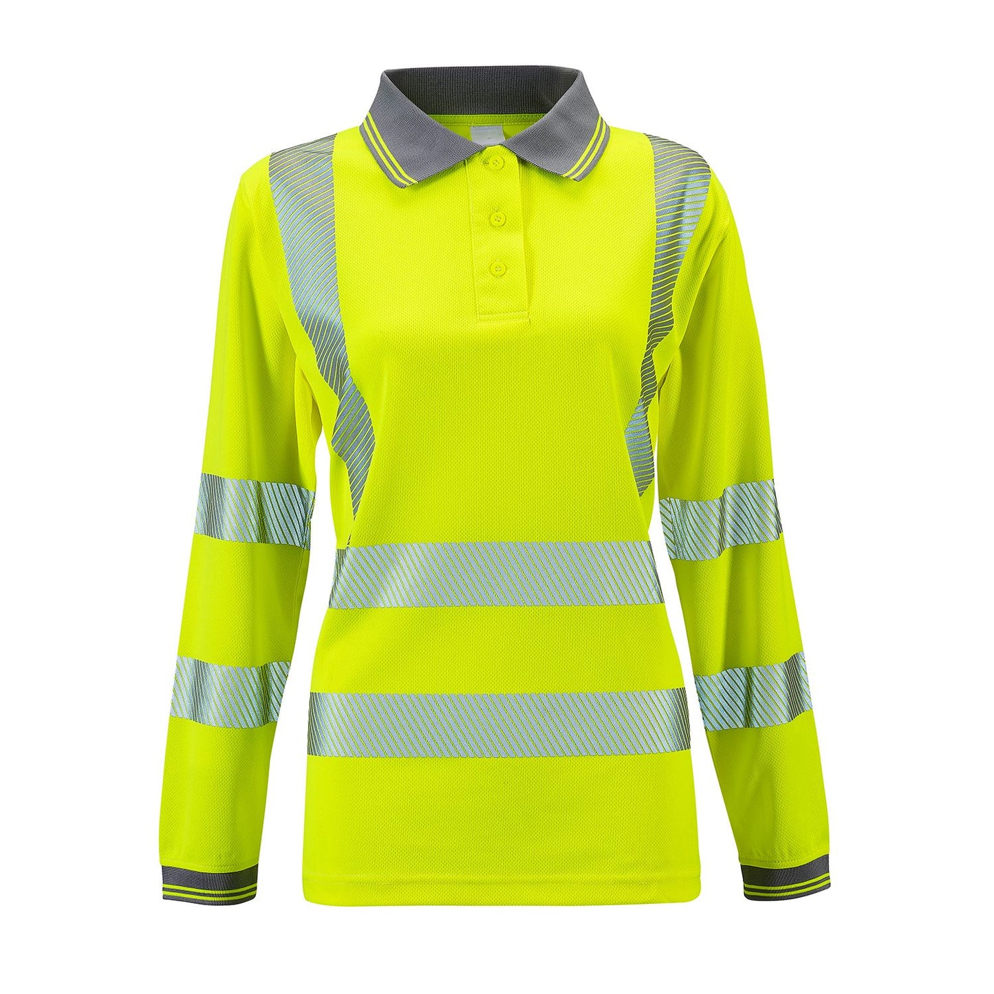 Supertouch Ladies Hi Vis Yellow Jaya Long Sleeve Polo with UPF 40+ Protection