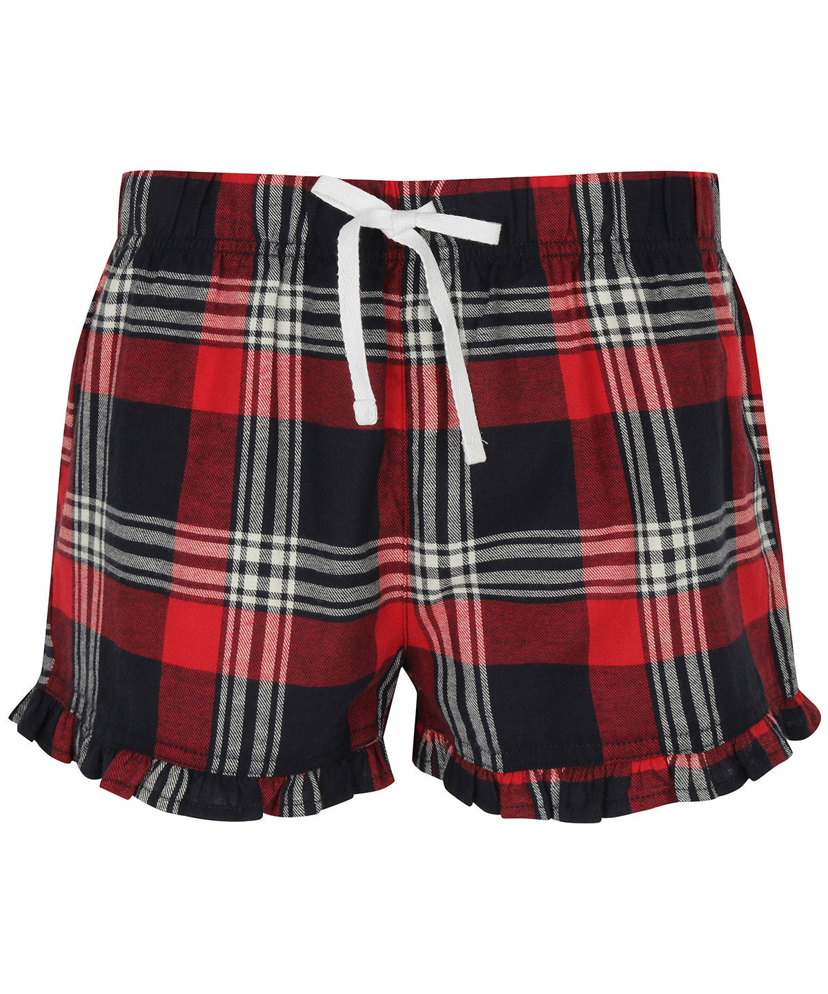 SF Women's Tartan Frill Hem Shorts Elasticated Waist Loungewear Size XXS-XL