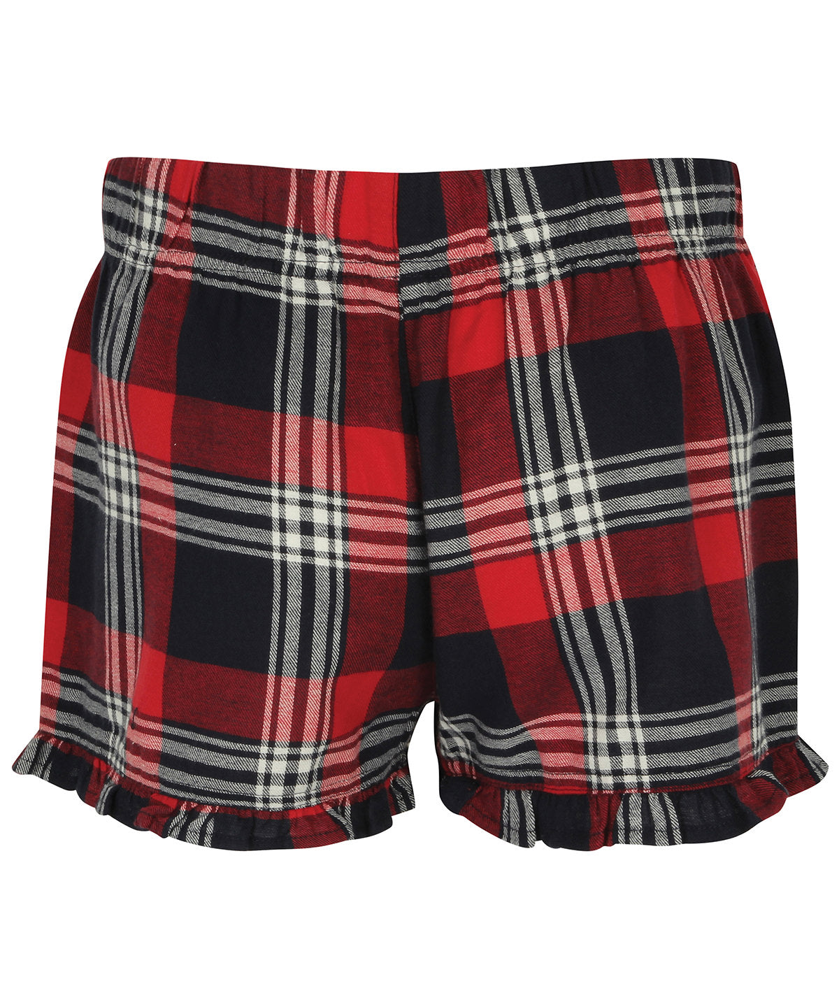 SF Women's Tartan Frill Hem Shorts Elasticated Waist Loungewear Size XXS-XL