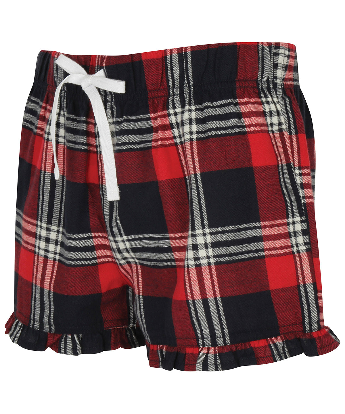 SF Women's Tartan Frill Hem Shorts Elasticated Waist Loungewear Size XXS-XL