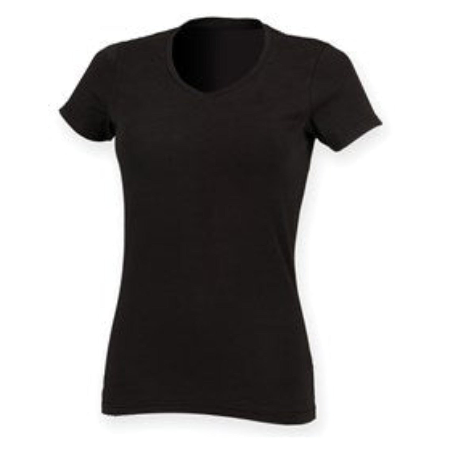 Sf Feel Good Women's Stretch V-Neck T-Shirt Modern Longline Fit Soft Cotton