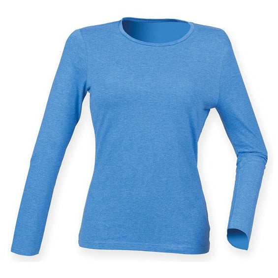 SF Women's Feel Good Long Sleeve Stretch T-Shirt Ribbed Neck Modern Fit