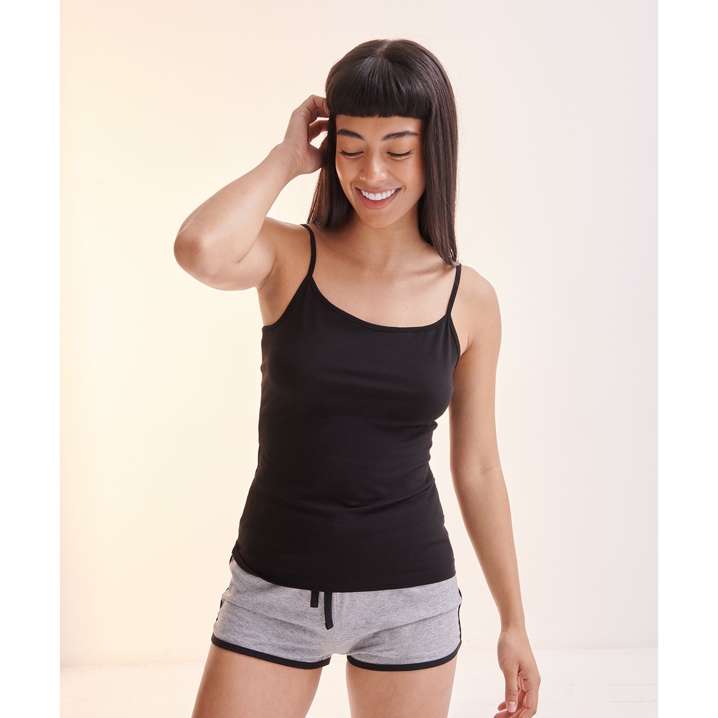 SF Women's Stretch Spaghetti Vest Adjustable Straps Soft Feel Longline Fit