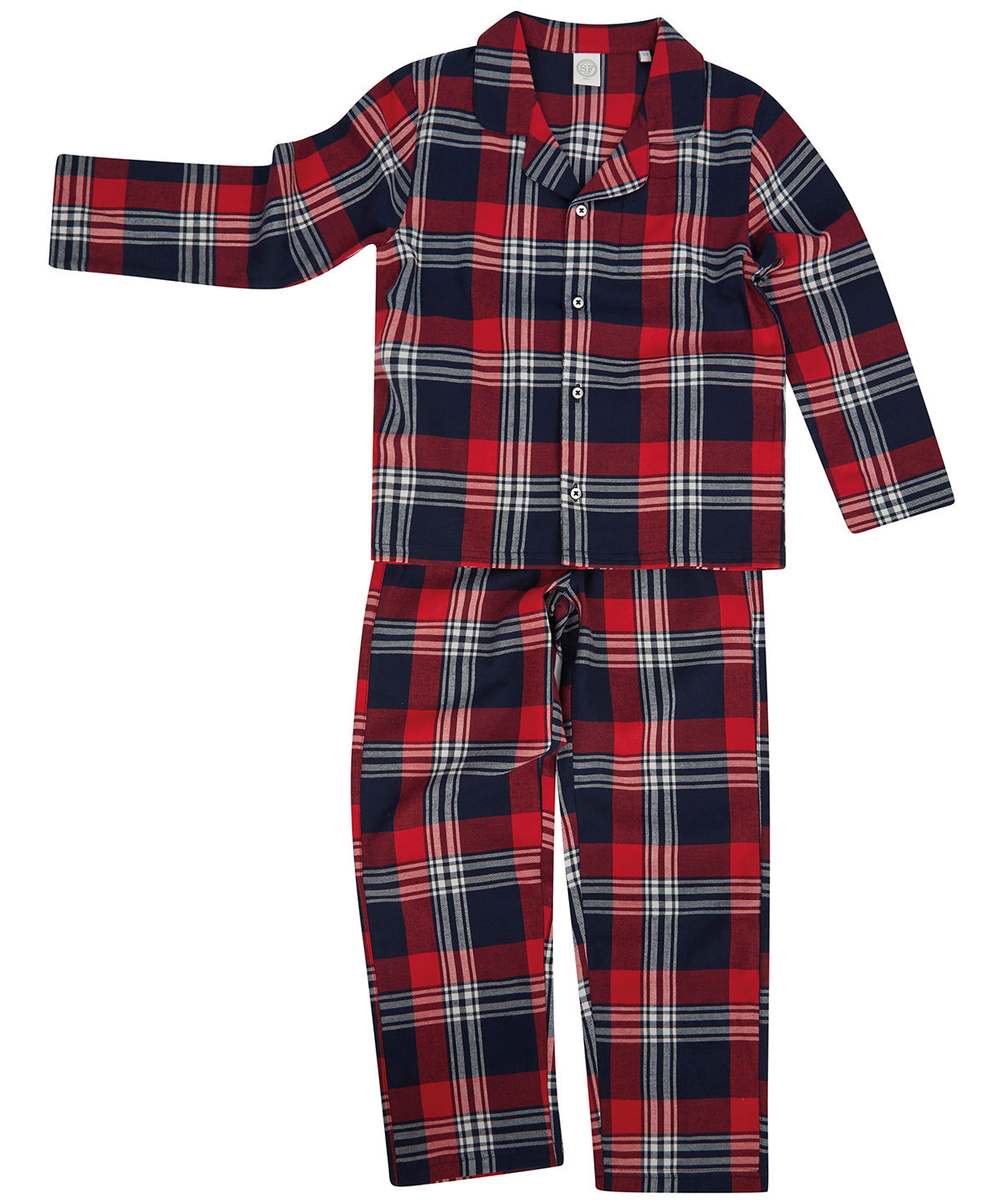 SF Minni Kids Tartan Lounge Set 100% Cotton Flannel Pyjama Collar 3-13 Years