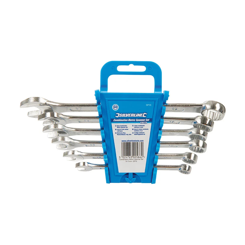 Silverline 6 Piece Combination Spanner Set 8-17mm Chrome Vanadium Steel