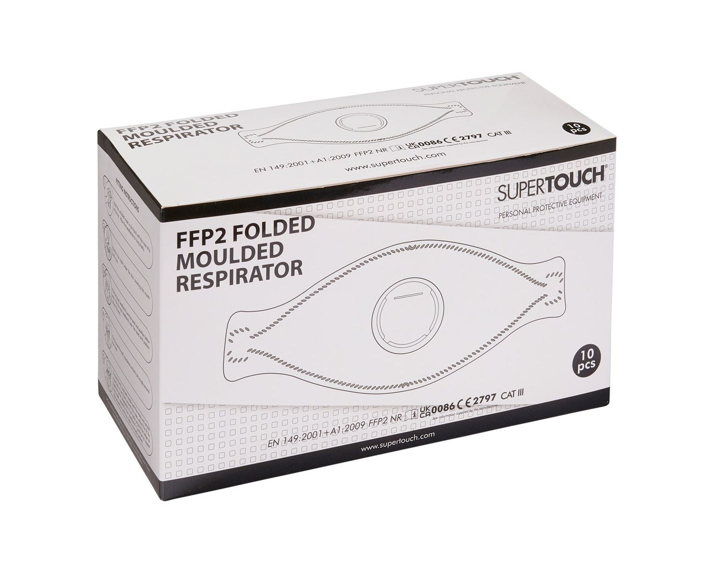Supertouch FFP2 Tri-Folded Respirator Mask 10 Pack CE Certified Adjustable Fit