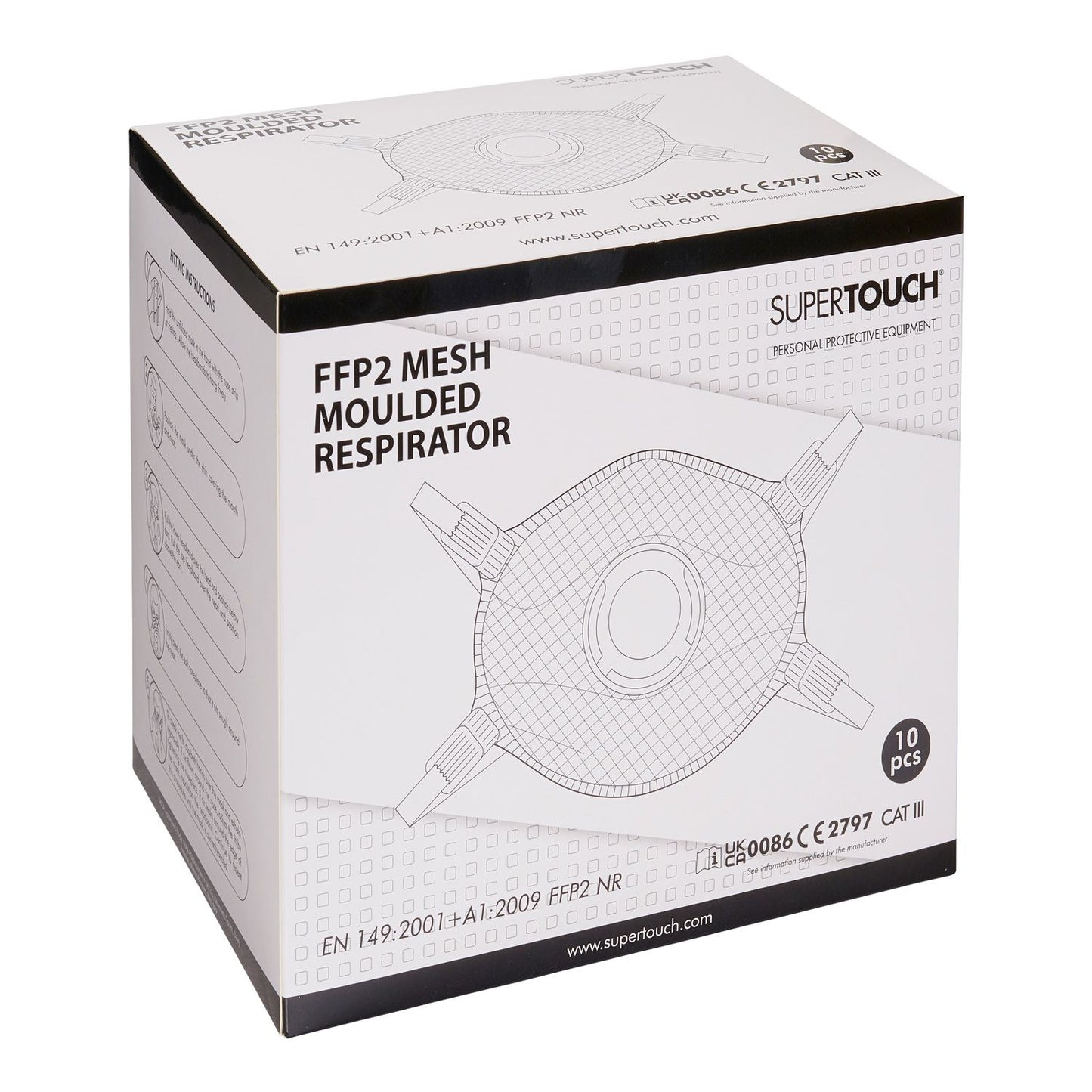 Supertouch FFP2 Moulded Mesh Mask Valved Comfortable Fit 10 Pack