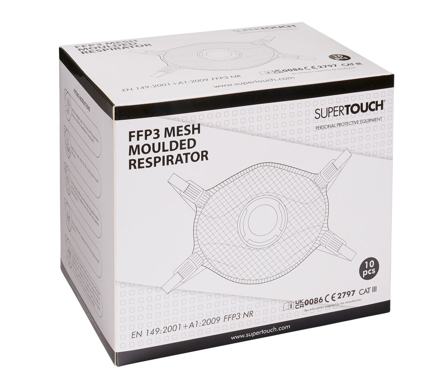 Supertouch FFP3 Moulded Mesh Mask 10 Pack CE Certified Valved Comfortable Fit