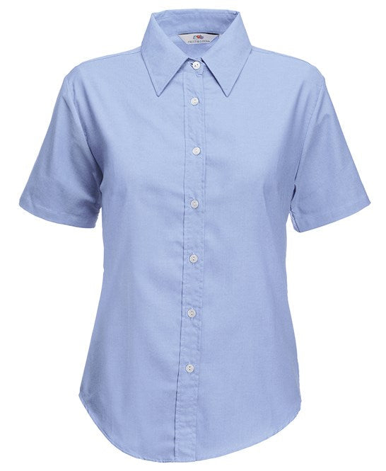 Fruit Of The Loom Women's Short Sleeve Oxford Shirt 70% Cotton 30% Polyester
