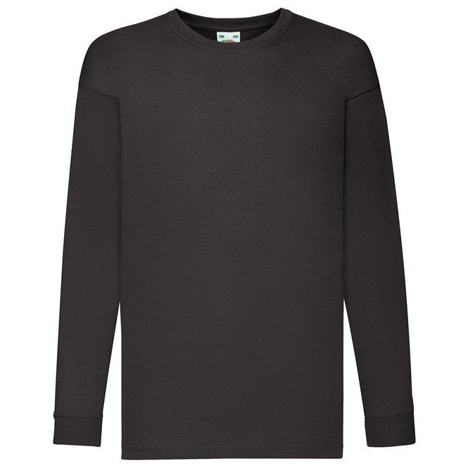 Fruit Of The Loom Kids Long Sleeve T-Shirt Cotton Crew Neck Various Colours