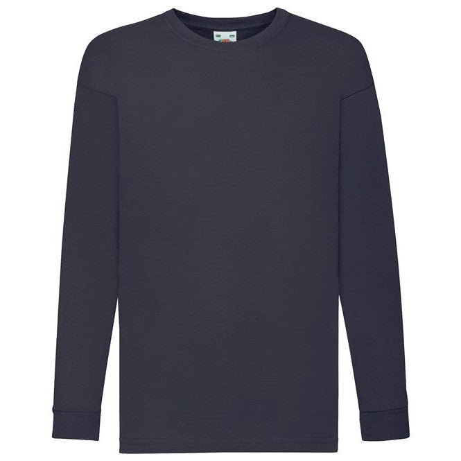 Fruit Of The Loom Kids Long Sleeve T-Shirt Cotton Crew Neck Various Colours