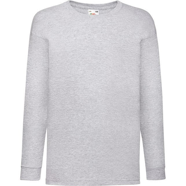 Fruit Of The Loom Kids Long Sleeve T-Shirt Cotton Crew Neck Various Colours