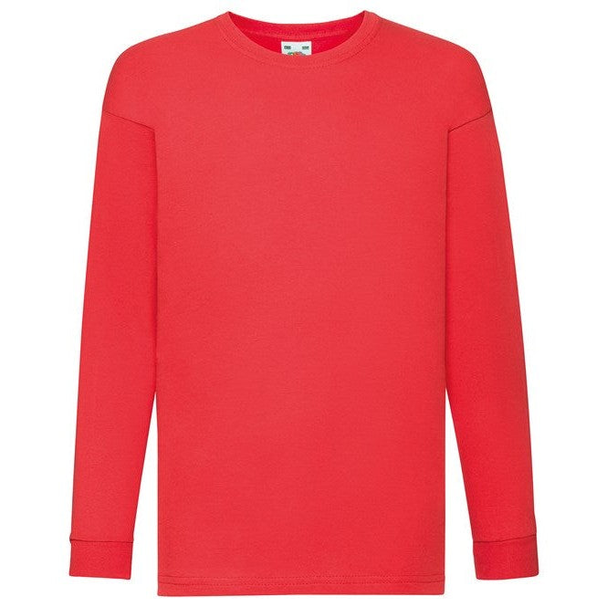 Fruit Of The Loom Kids Long Sleeve T-Shirt Cotton Crew Neck Various Colours