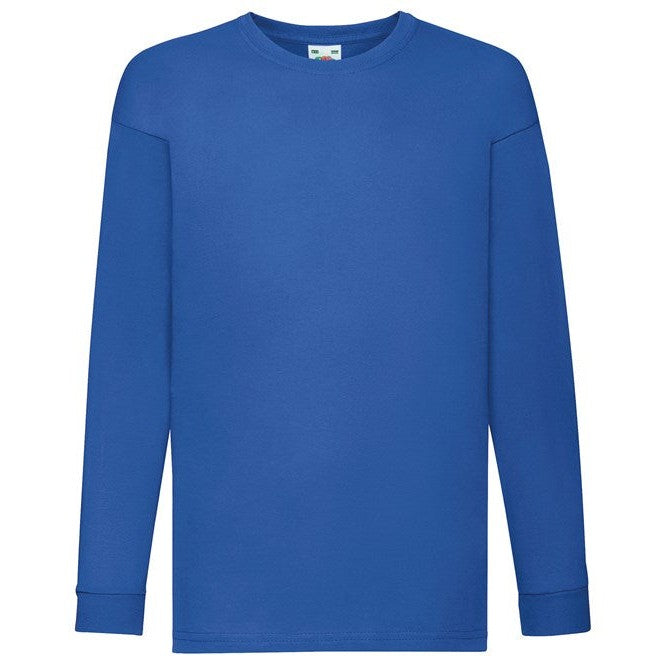 Fruit Of The Loom Kids Long Sleeve T-Shirt Cotton Crew Neck Various Colours