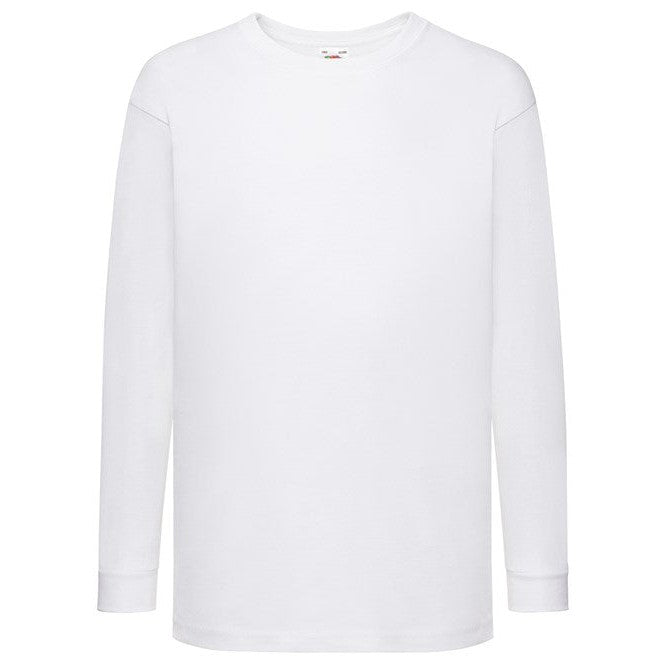 Fruit Of The Loom Kids Long Sleeve T-Shirt Cotton Crew Neck Various Colours