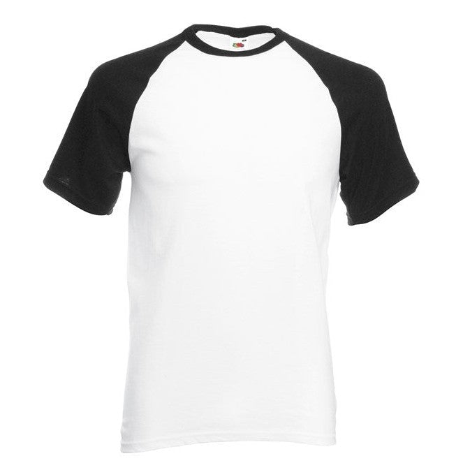 Fruit Of The Loom Short Sleeve Baseball T Shirt Contrast Raglan 100% Cotton