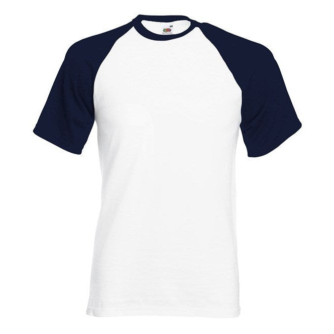Fruit Of The Loom Short Sleeve Baseball T Shirt Contrast Raglan 100% Cotton