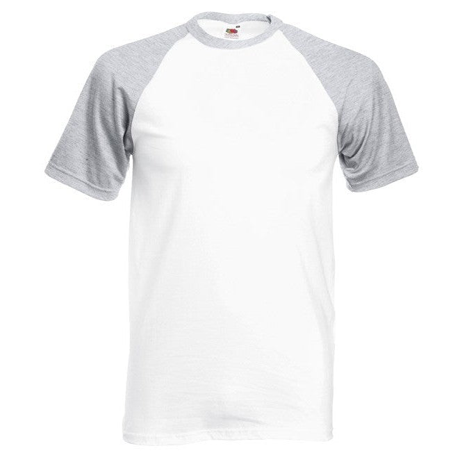 Fruit Of The Loom Short Sleeve Baseball T Shirt Contrast Raglan 100% Cotton