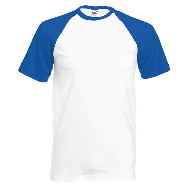 Fruit Of The Loom Short Sleeve Baseball T Shirt Contrast Raglan 100% Cotton