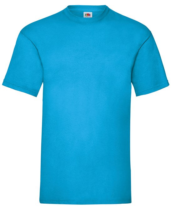 Fruit Of The Loom Valueweight T-Shirt Azure Blue Crew Neck Cotton Classic Fit