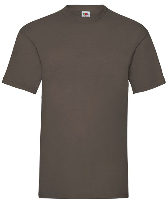 Fruit Of The Loom Valueweight T-Shirt Chocolate Crew Neck Cotton Classic Fit